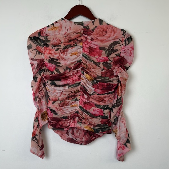 Express Floral Blouse in Pink and Red Sz M - Picture 6 of 9